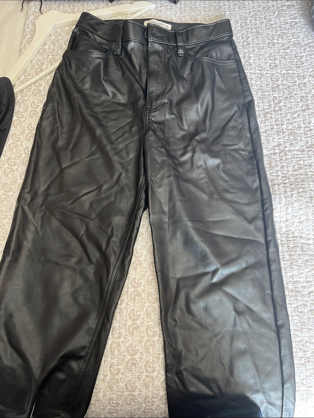 Abercrombie & Fitch Black Faux Leather Straight-Leg Pants